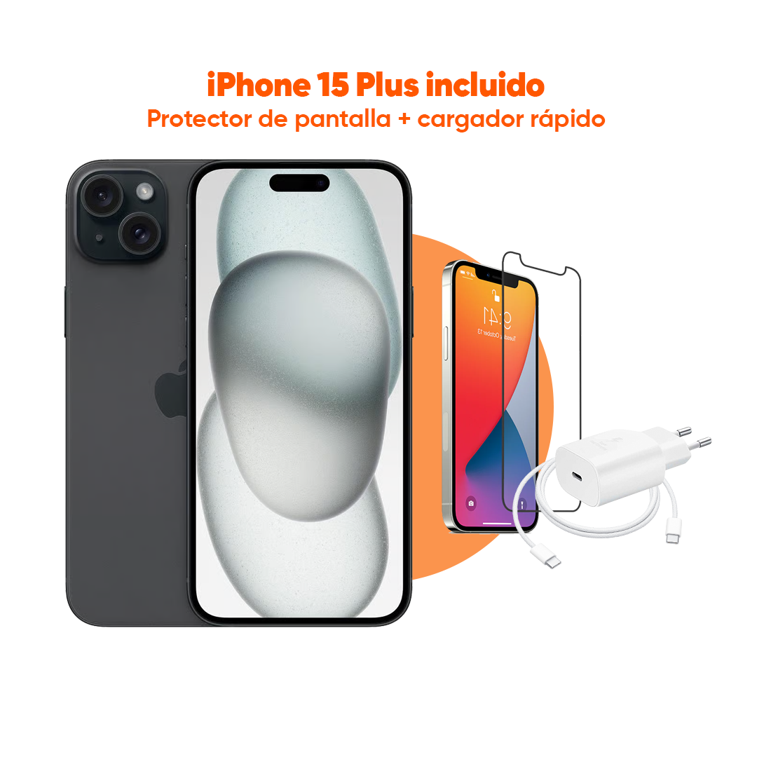 iPhone 15 Plus (eSIM) | 128 GB | Negro | 2 Años de Garantía - Refurbee.es