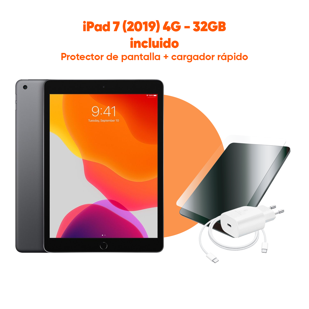 iPad 7 (2019) | 32 GB Wifi + 4G | Gris Espacial | 2 Años de Garantía - Refurbee.es